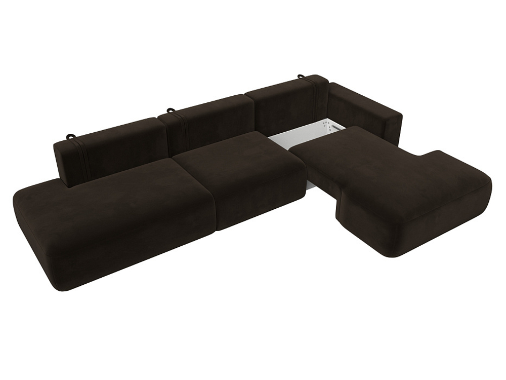 Диван угловой Лига-036 НПБ Модерн Лонг правый угол МИКРОВЕЛЬВЕТ Коричневый