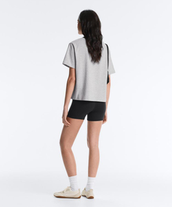 Oysho Футболка Boxy из смесового хлопка с короткими рукавами, светло-серый