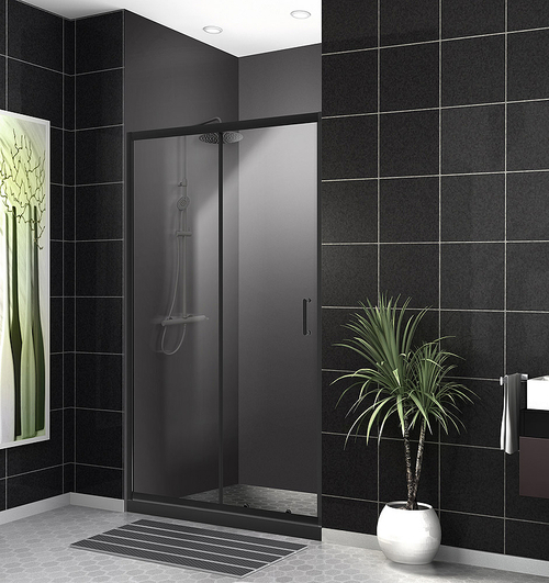 Душевая дверь BelBagno Uno 130 UNO-195-BF-1-130-C-NERO профиль Черный матовый стекло прозрачное