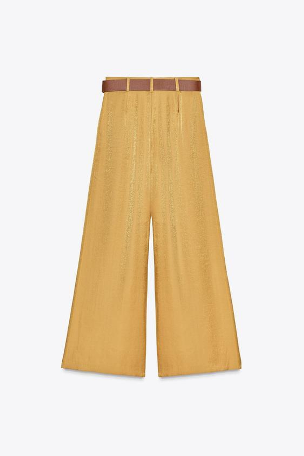 ZARA АТЛАСНЫЕ БРЮКИ С ШТАНИНАМИ И РЕМНЕМ, ЗОЛОТИСТЫЙ