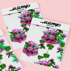 Ткань блэкаут клевер на белом