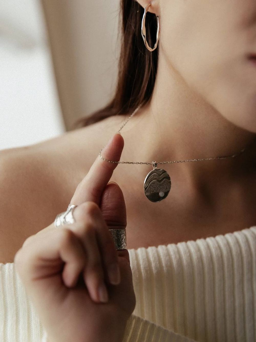 Подвеска Море, я скучаю с перламутром