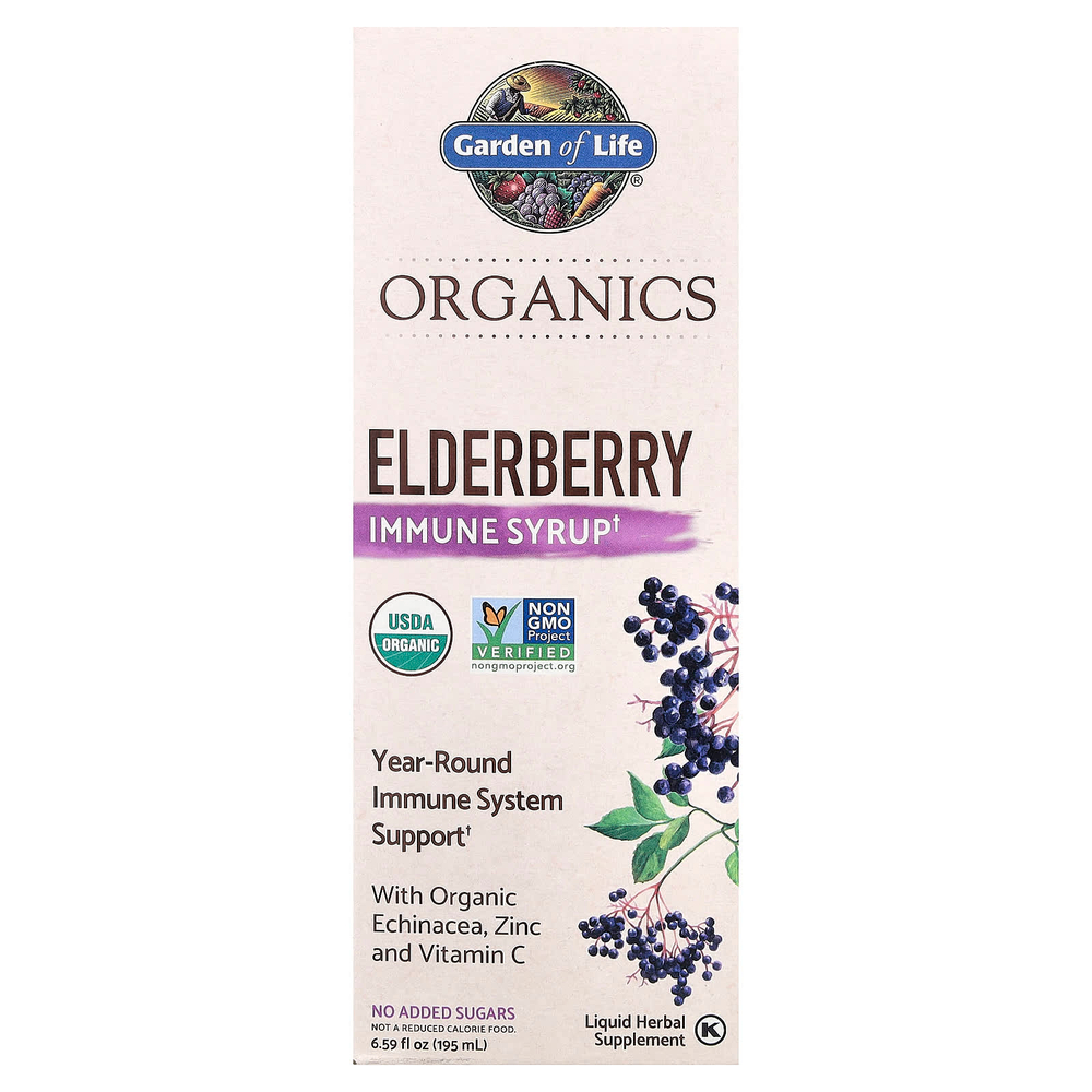 Garden of Life, Organics, иммунный сироп из бузины, 195 мл (6,59 жидк. Унции)