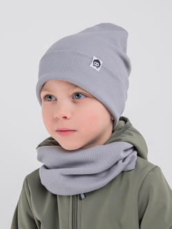 Комплект трикотажный шапка и снуд "Серый"