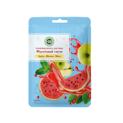 Тканевая маска для лица SUPERFOOD Фруктовый смузи Арбуз, Яблоко, Мята Крымская Натуральная Коллекция тонизирующая маска для лица