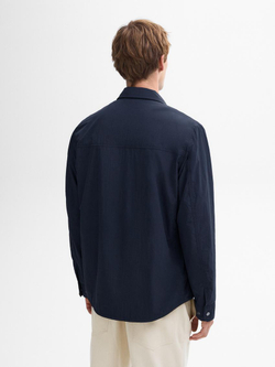 Massimo Dutti Легкая куртка-рубашка из водонепроницаемой ткани, темно-синий
