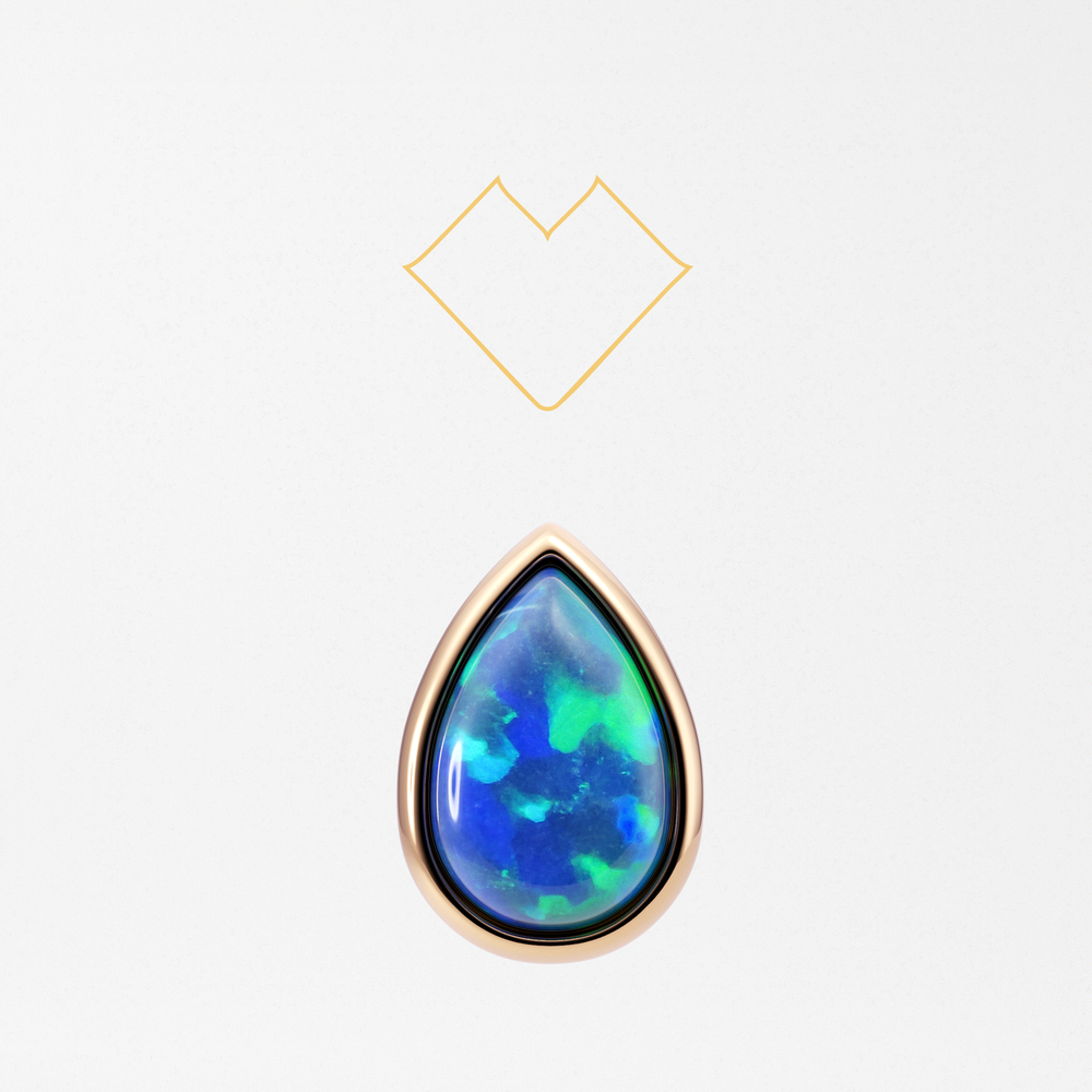 Teardrop tops with synthetic opal