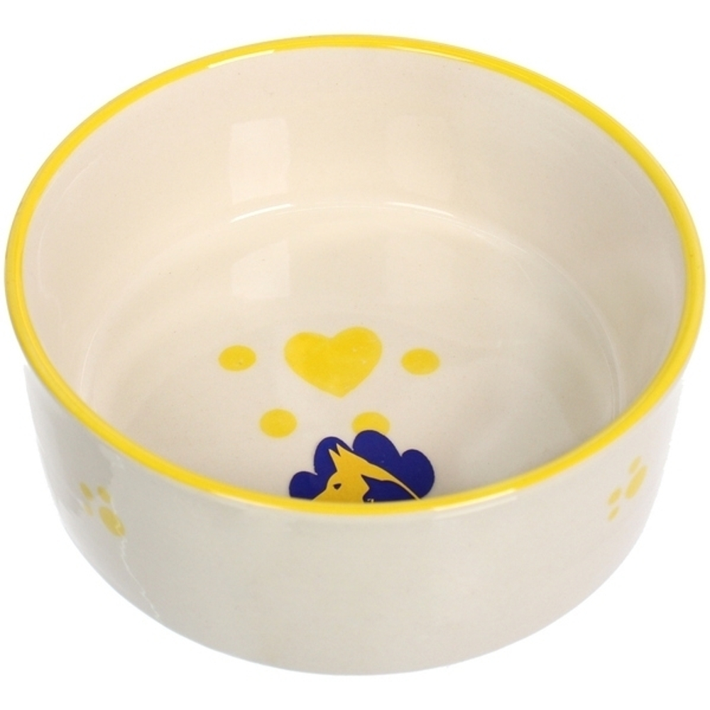 Миска керамическая «КоТиКи», цвет жёлтый, 12,8*5см, 370мл