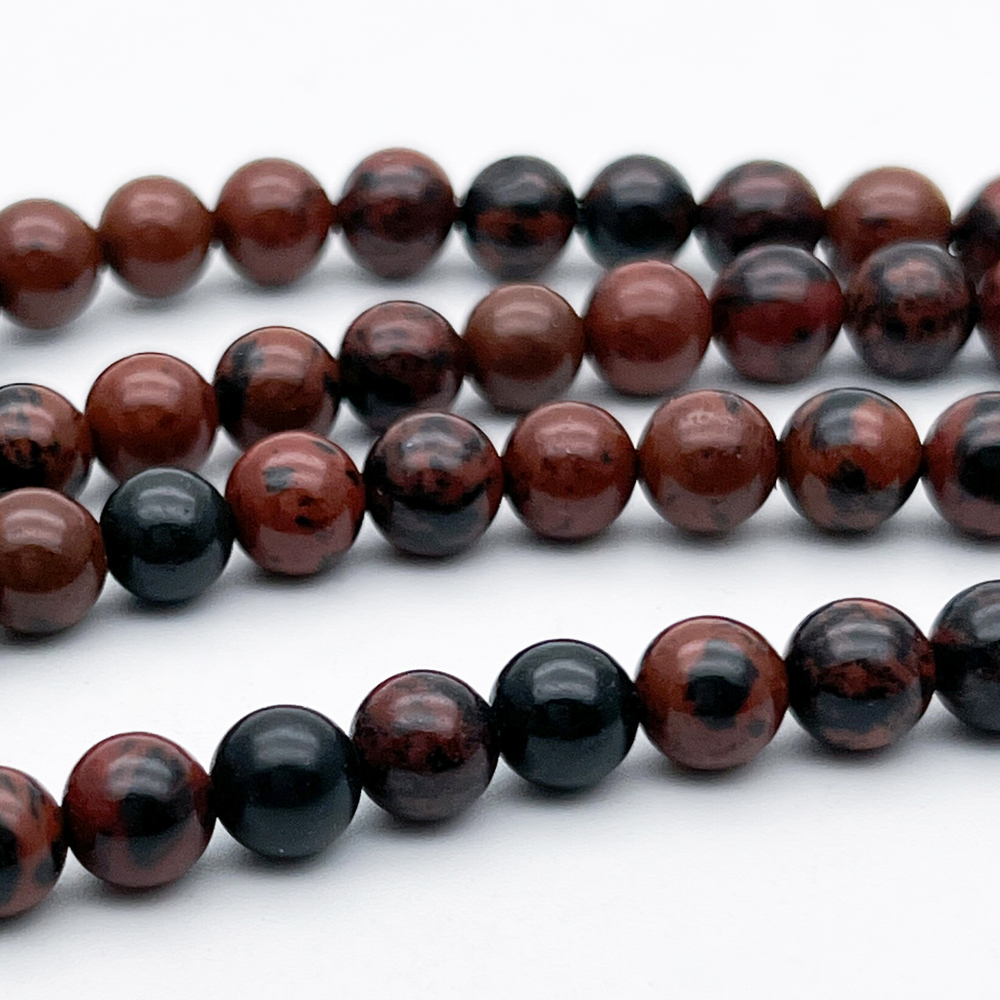 Обсидиан коричневый бусины, диаметр 6,6-6,8 мм, цена за 28 шт (1/2 нити)