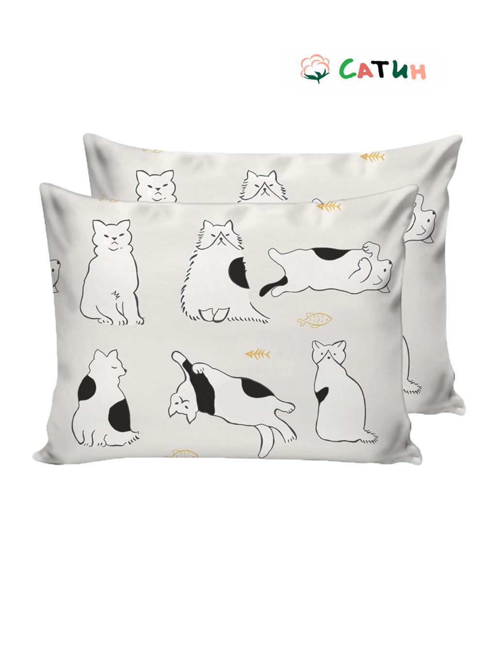 Постельное белье Milky Garden "Кошки" семейное  Наволочка 50х70 см 2 шт  Простынь  240х215 см  Пододеяльник 145х215 см(2шт)