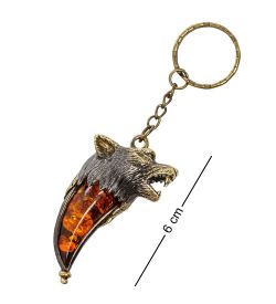 AM-1454 Брелок «Клык волка» (латунь, янтарь)