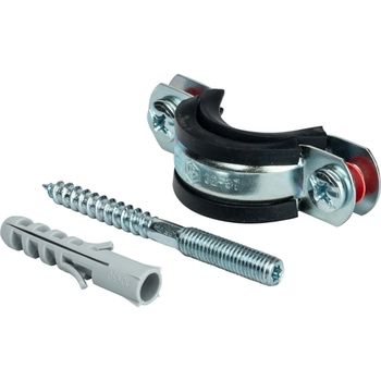 Хомут для труб, комплект: хомут+шпилька шуруп +дюбель пластиковый  1"(32-37)