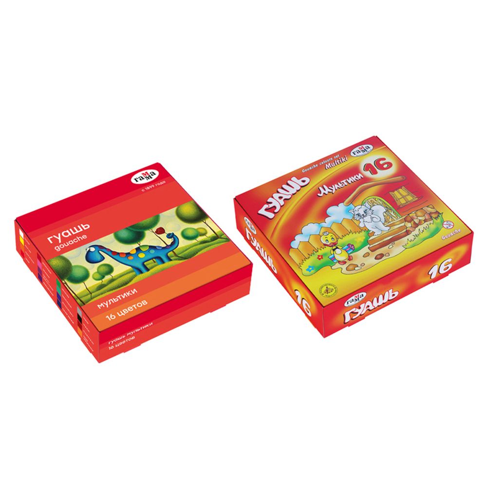 Гуашь Гамма "Мультики", 16 цветов, 20мл, картон. упаковка