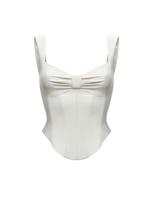 Драпированный удлиненный корсетный топ из эко-кожи