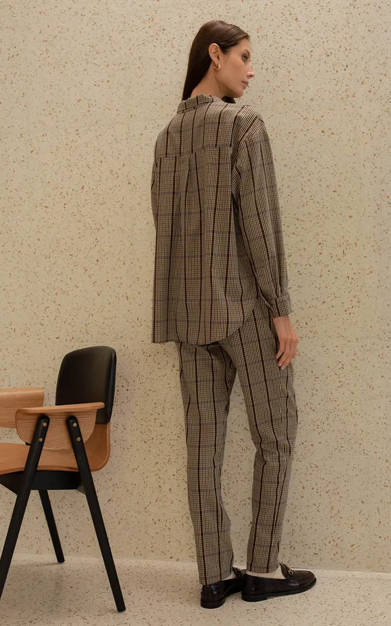 Рубашка 56398 Бордовый клетка