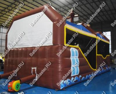 Большой батут-горка "Пиратский корабль 2" с пушками