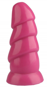 Розовая рельефная анальная втулка - 18,5 см. (Цвет: розовый)