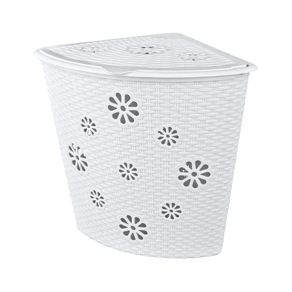 Корзина д/белья Плетёнка 45л. (угл) (белый) (комплект 6 шт)