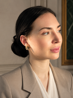 Клипсы "Цветы" ручной работы из бисера с камнем Цитрин и кристаллами Swarovski