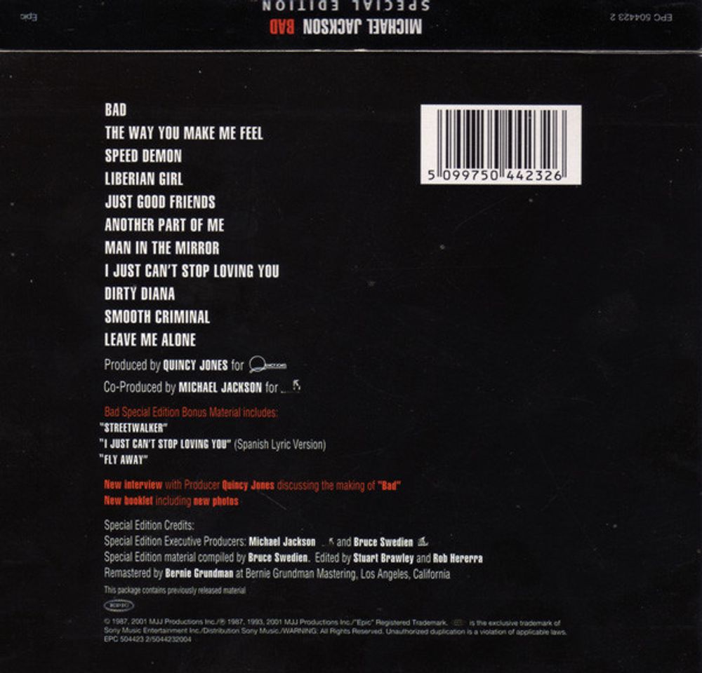 Michael Jackson. Bad (Special Edition CD) Майкл Джексон