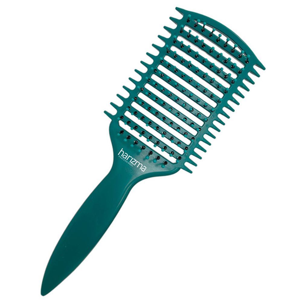 Щетка массажная Harizma Nylon, 9 рядов, темно-зеленая (h10686-26)