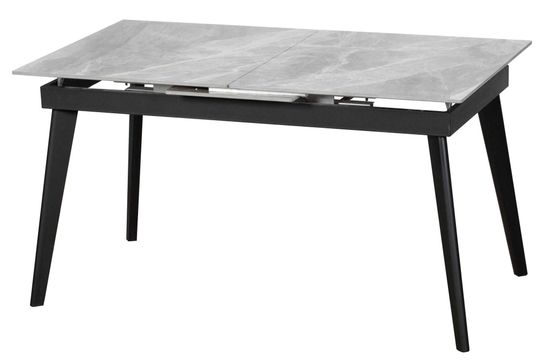 Стол PALERMO 140 керамич столешница italy grey gloss, основание металл черный