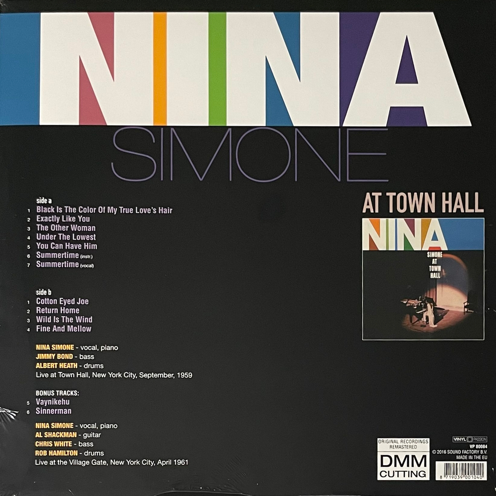 Nina Simone ‎– Nina Simone At Town Hall (Европа 2016г.)