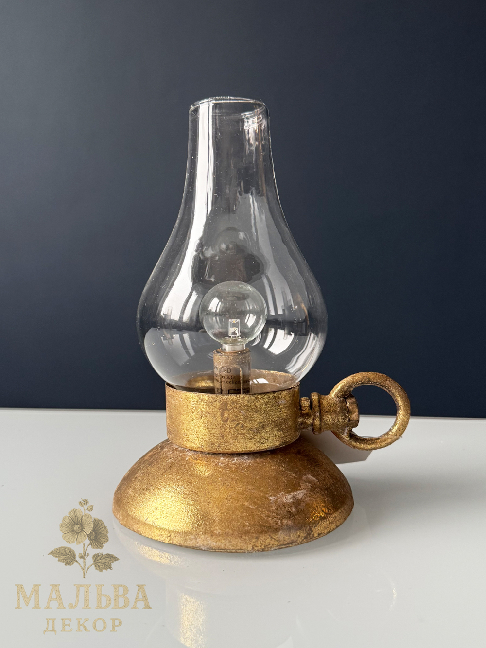 Светильник светодиодный "Керосинка" золотой антик 13x10,5x19,5 см