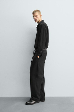 ZARA БРЮКИ ЧИНОС В ПОЛОСКУ ИЗ РЕЛЬЕФНОЙ ТКАНИ, СИНИЙ