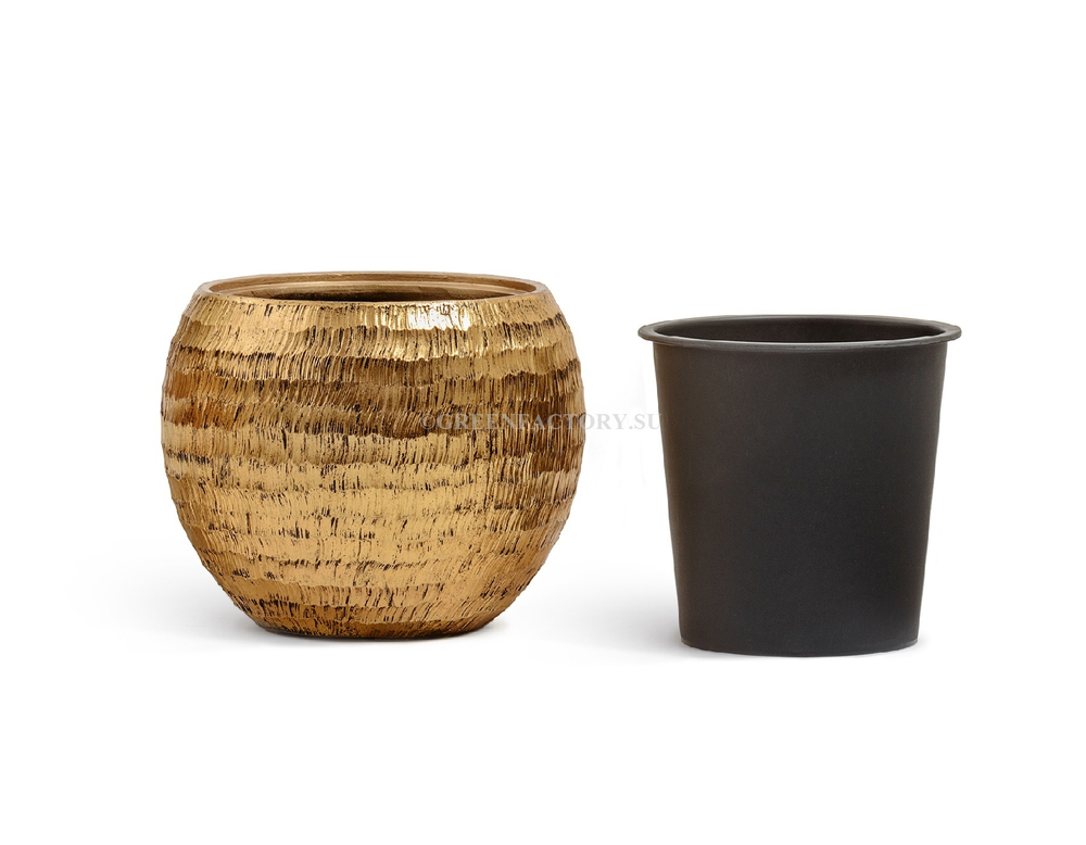 Кашпо TREEZ Effectory - Metal - Полусфера - Чеканное золото