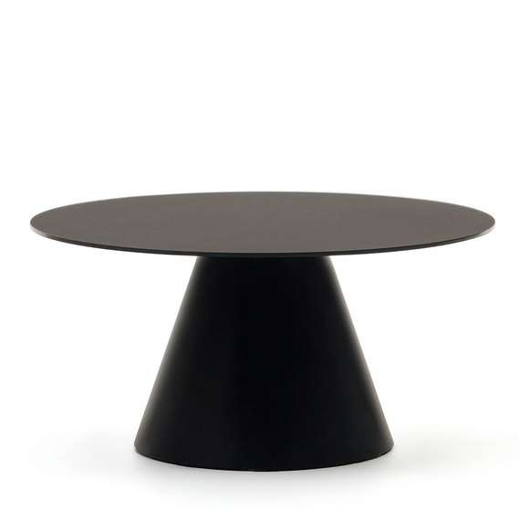 Журнальный столик Wilshire Ø80 см черный, закаленное стекло, металл