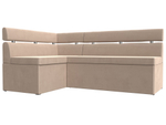 Диван кухонный угловой Классик левый угол, Бежевый, Велюр, 117971L