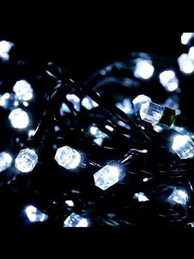 Гирлянда светодиодная "КРИСТАЛЛ 8мм",100LED,холод бел,10м+5м своб.каб,8 реж,зел провд,IP44, 31V адап MAG-G065-100