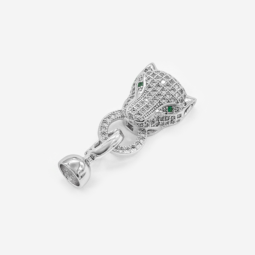 Бейл-замочек "Пантера" 22*13,2/15*7мм, фианиты, родирование