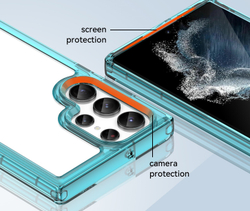 Усиленный защитный чехол с мягкими рамками для Samsung Galaxy S23 Ultra, мягкий отклик кнопок, бирюзовый цвет