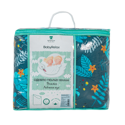 Одеяло детское  BabyRelax  леб. пух 300 гр.110х140, бязь,  Тропические птички (синий)