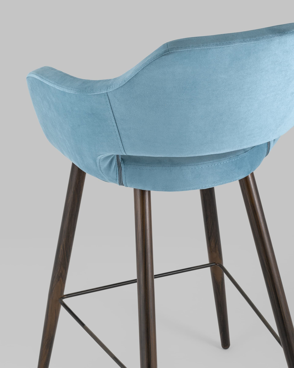 Стул барный Саймон велюр пыльно-голубой