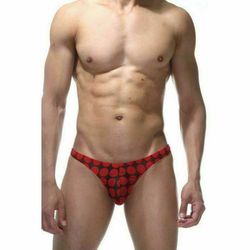 Мужские трусы тонги красные с узором La Blinque LB15406