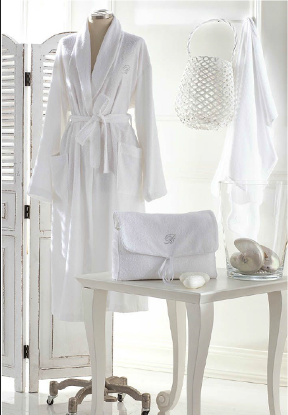 Халат махровый и косметичка Blumarine Porto Cervo белый