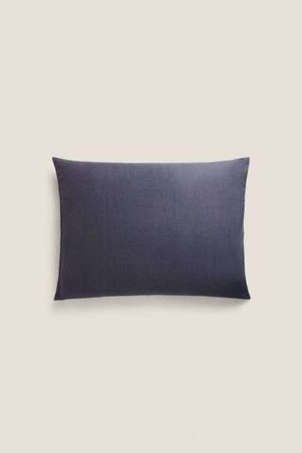 ZARA HOME ЛЬНЯНОЙ ЧЕХОЛ ДЛЯ ДЕКОРАТИВНОЙ ПОДУШКИ, СИНИЙ