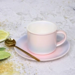 Чайная пара «Северное сияние» (кружка 230мл, блюдце, ложка) розовый