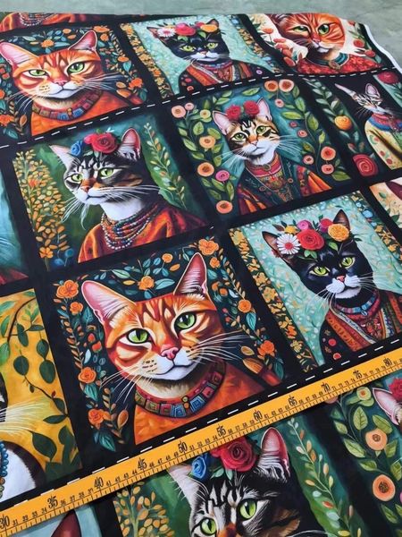 КОТЫ И КОШКИ, купон из 8 картинок, 100% хлопок 11
