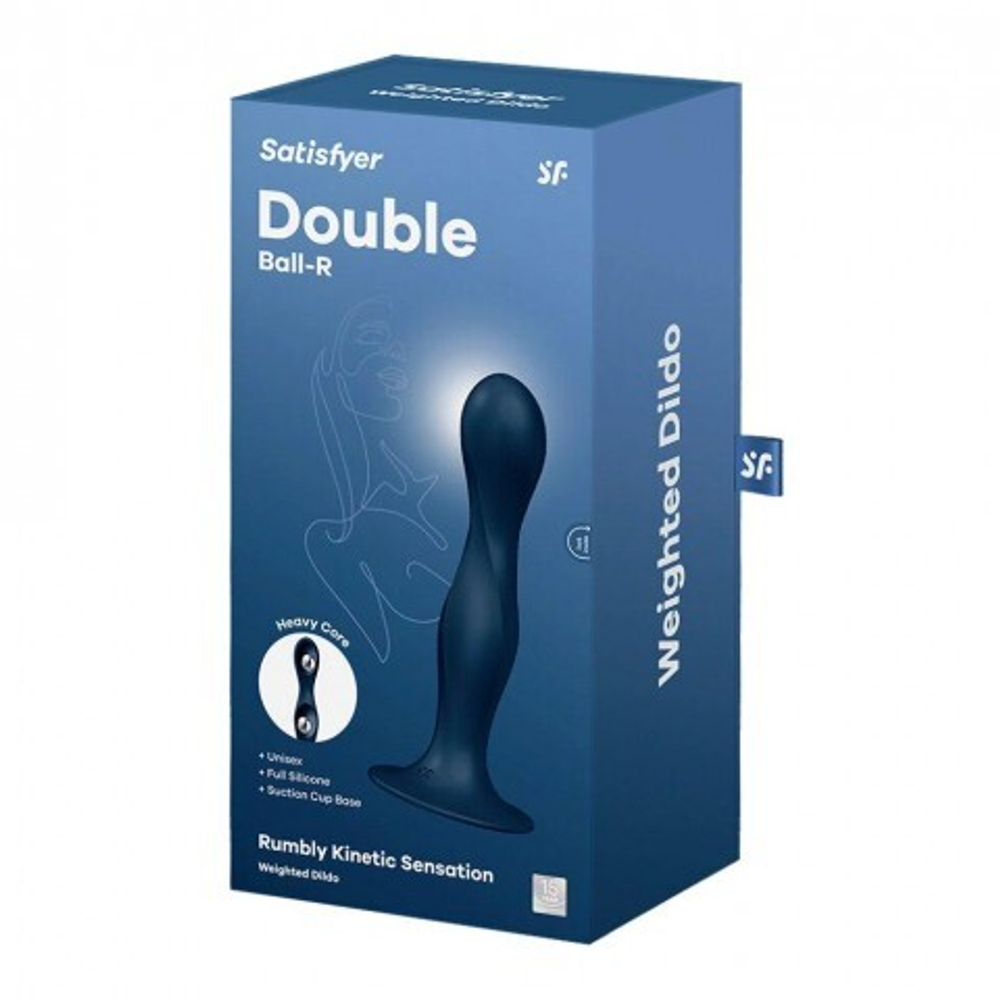 Утяжелённый фаллоимитатор Satisfyer Double Ball-R (17,9×3,4 см) синий