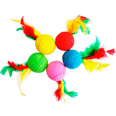 Туба Мяч одноцв с перьями (1шт).УЮТ