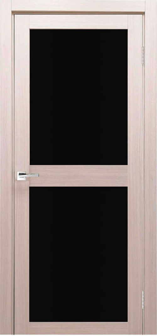 Межкомнатная дверь Баден 04 ДО / Цвет тон Кремовая лиственница / Остекление "Лакобель черное" / Двери Верда
