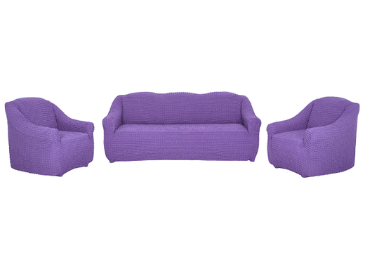 Комплект чехлов на диван и 2 кресла без оборки, цвет Лиловый