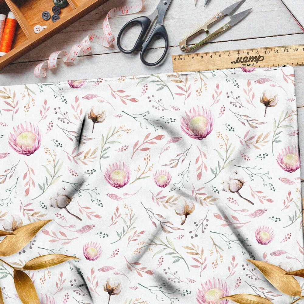 Ткань поплин ботанический рисунок