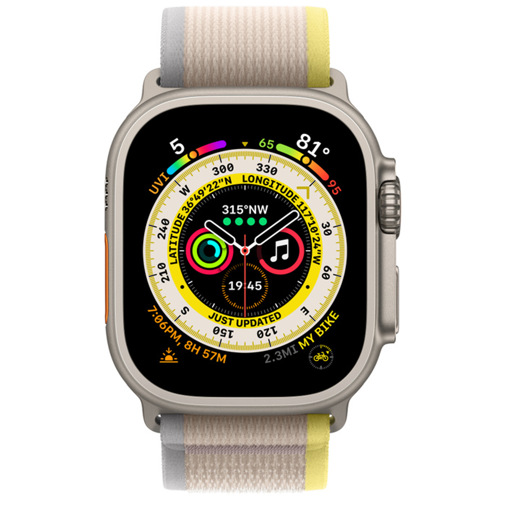 Apple Watch Ultra 49 mm Titanium Case with Yellow/Beige Trail Loop