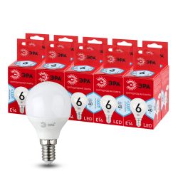 Лампочка светодиодная ЭРА RED LINE LED P45-6W-840-E14 R E14 / Е14 6Вт шар нейтральный белый свет | Лампы cветодиодные Шар (G/P)