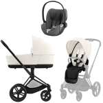 Коляска 3 в 1 Cybex Priam IV Matt Black complete и автокресло Cloud T i-Size Mirage Grey Plus Off White